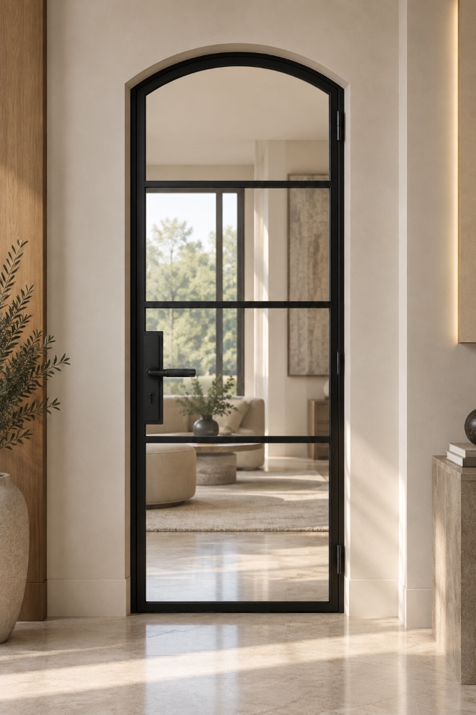TORAVÉ Aurora — 4-Lite Glass Arched Top Single Door