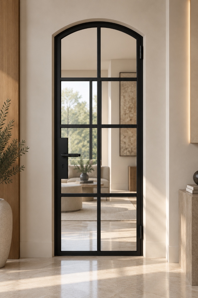 TORAVÉ Aurora — 8-Lite Glass Arched Top Single Door