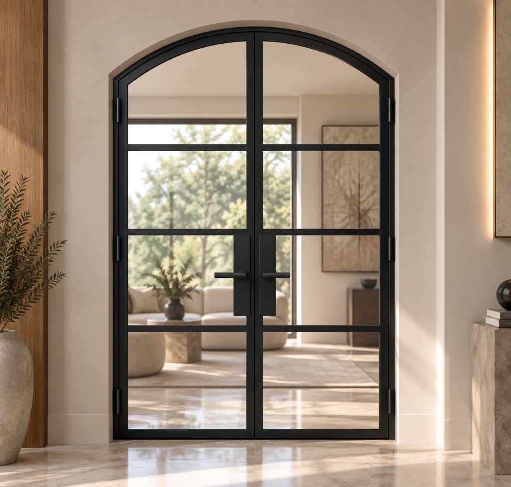 TORAVÉ Aurora — 4-Lite Glass Arched Top Double Door