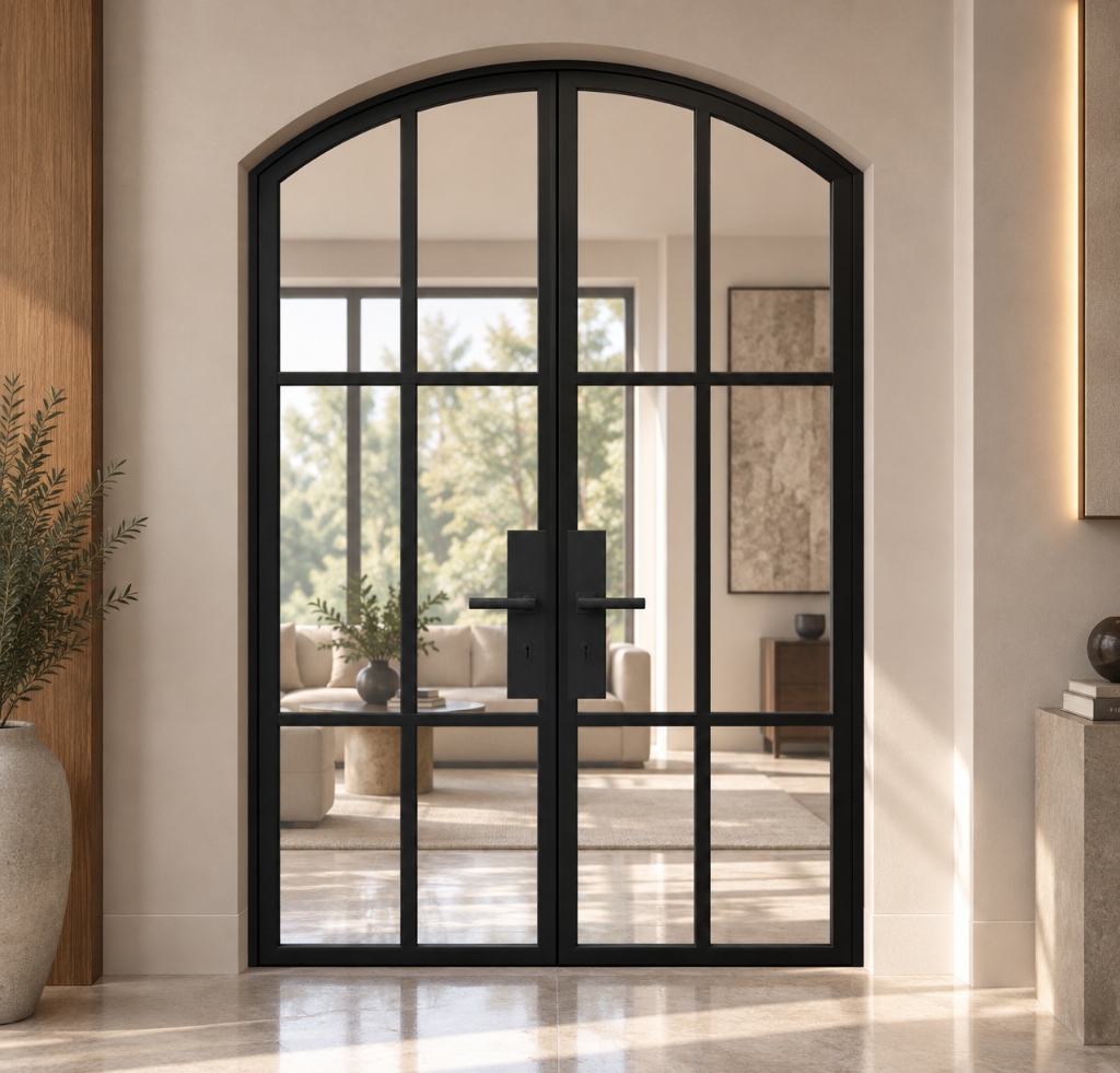TORAVÉ Aurora — 6-Lite Glass Arched Top Double Door
