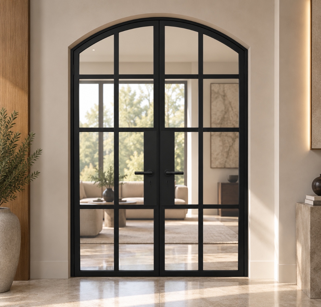 TORAVÉ Aurora — 8-Lite Glass Arched Top Double Door