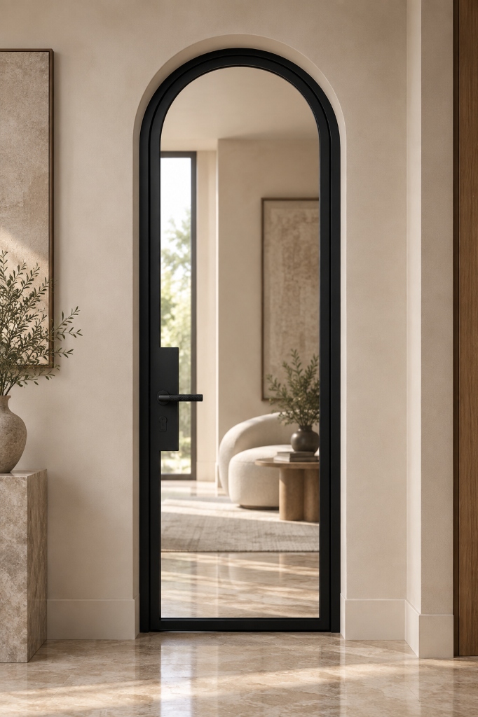 TORAVÉ Celeste — 1-Lite Glass Curved Top Single Door