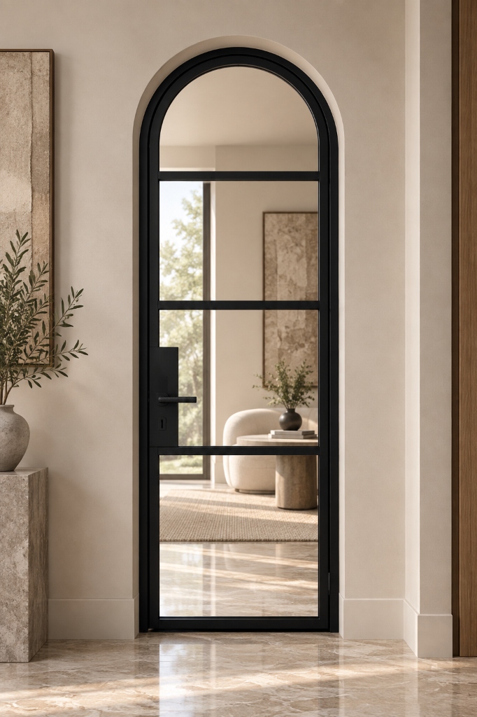 TORAVÉ Celeste — 4-Lite Glass Curved Top Single Door