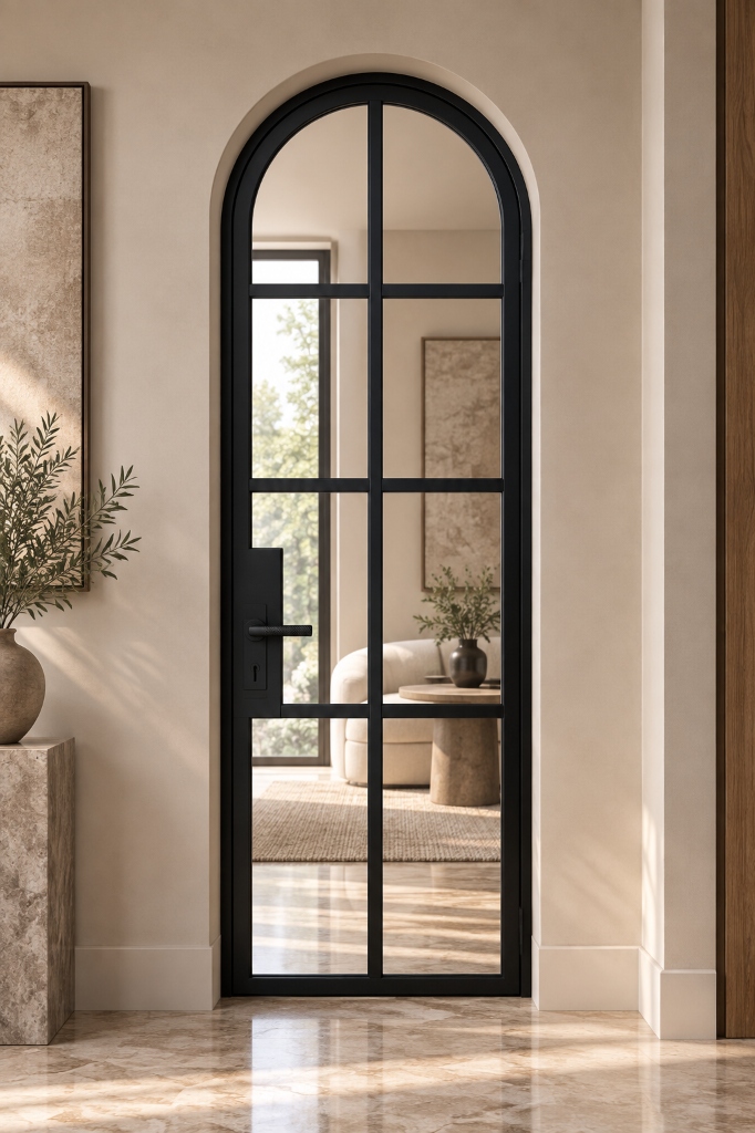 TORAVÉ Celeste — 8-Lite Glass Curved Top Single Door