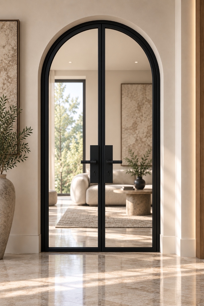 TORAVÉ Celeste — 1-Lite Glass Curved Top Double Door