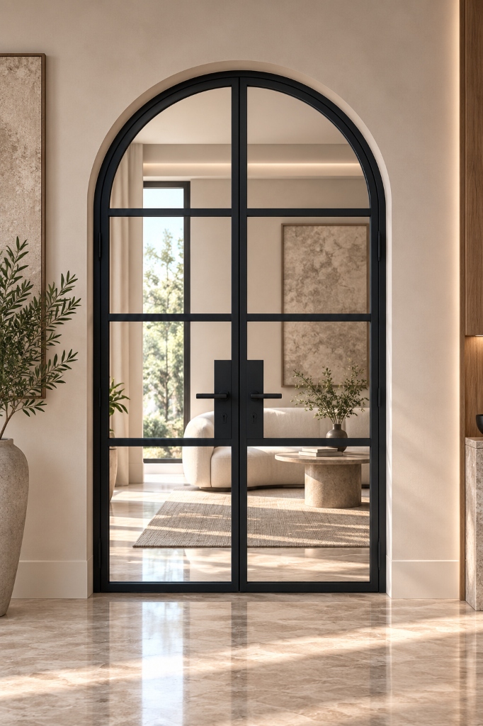 TORAVÉ Celeste — 4-Lite Glass Curved Top Double Door