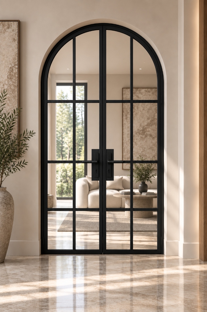 TORAVÉ Celeste — 8-Lite Glass Curved Top Double Door