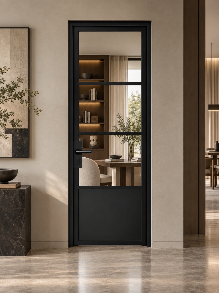 TORAVÉ Solis — 3-Lite Glass with Solid Lower Panel Single Door