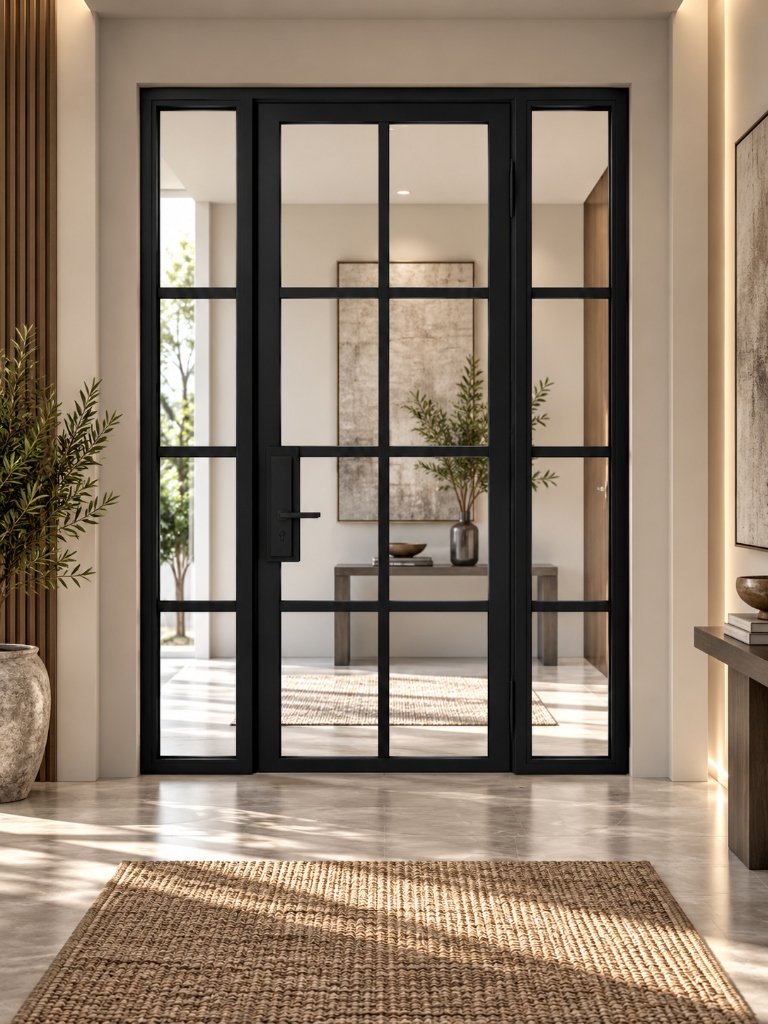 TORAVÉ Solis — 1-Lite Glass Single Door with Two Side Panels