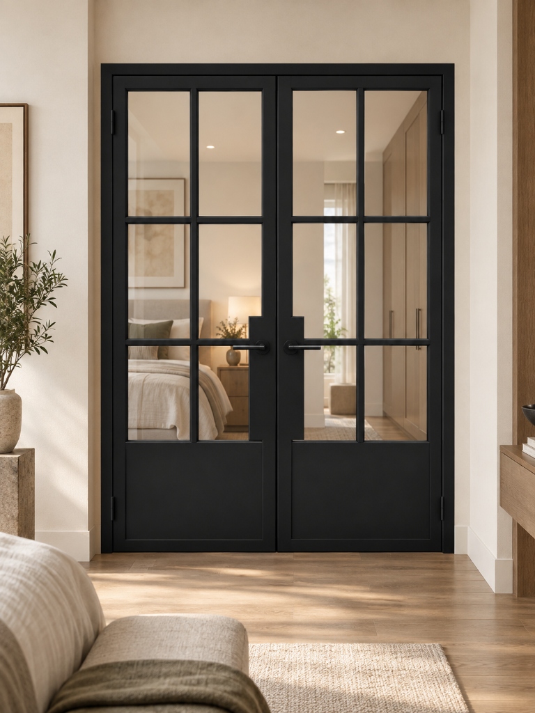 TORAVÉ Solis — 6-Lite Glass Double Door with Solid Lower Panel