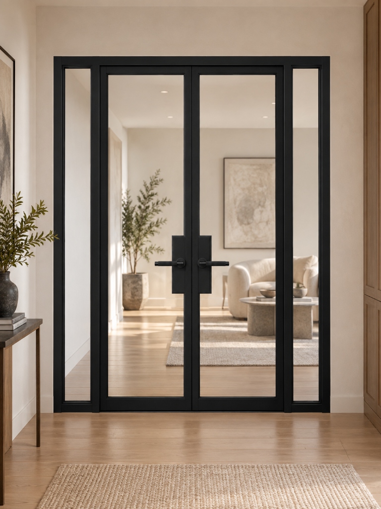 TORAVÉ Solis — 1-Lite Glass Double Door with Side Panels