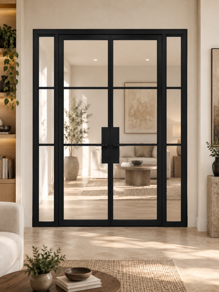 TORAVÉ Solis — 3-Lite Glass Double Door with Side Panels