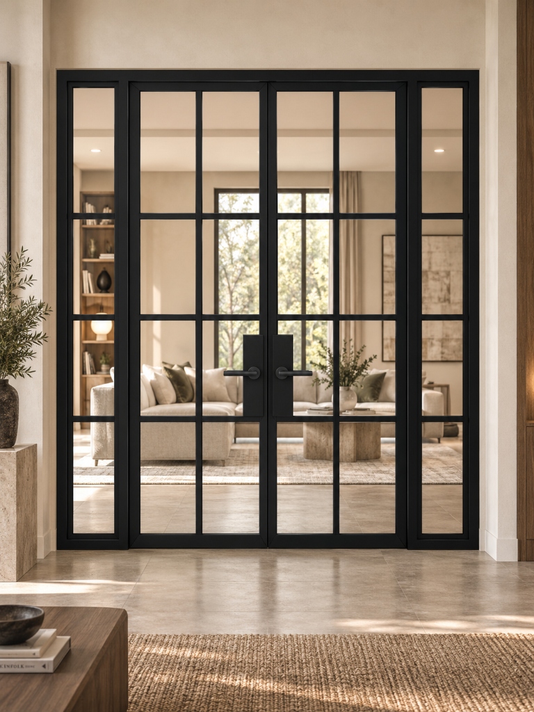 TORAVÉ Solis — 8-Lite Glass Double Door with Side Panels